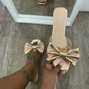 Gold Bow Slipper/Sandals